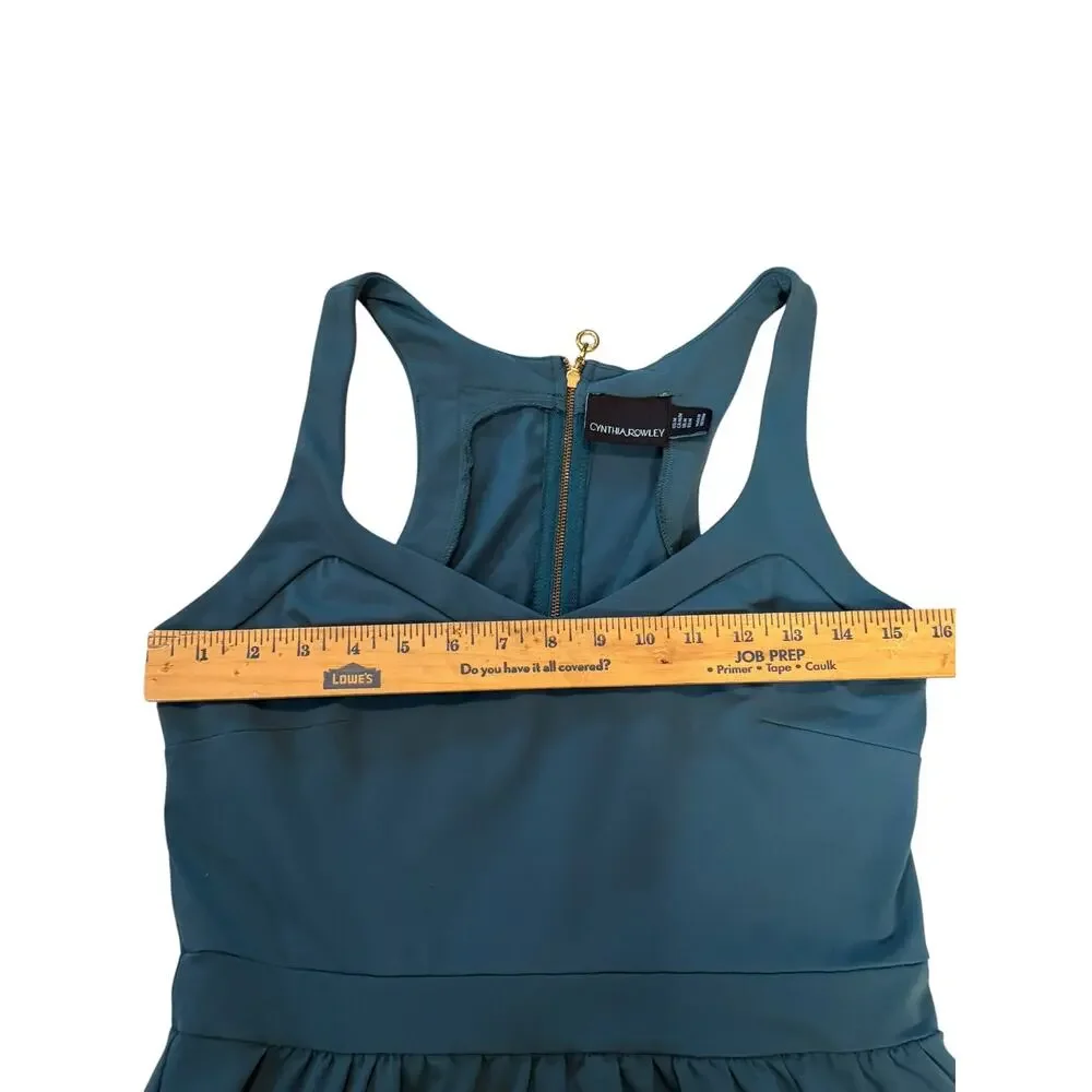 Cynthia Rowley Teal Fit & Flare Dress | Racerback | Sweetheart | Size M - Picture 5 of 6